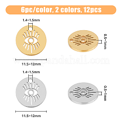 12Pcs 2 Style 304 Stainless Steel Charms&nbsp;STAS-HY0001-25