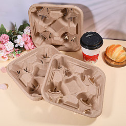 30Pcs Biodegradable Pulp Disposable Coffee Cup Tray&nbsp;AJEW-BC0009-87C