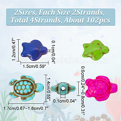 4 Strands 2 Styles Dyed Synthetic Turquoise Beads Strands&nbsp;G-NB0004-90