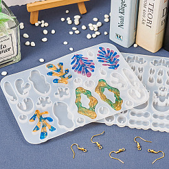 2Pcs 2 Style Mushroom & Leaf Earring Pendant Silicone Molds&nbsp;DIY-TA0005-43