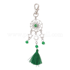 Natural & Dyed Malaysia Jade Bead & Alloy Pendant Decoration&nbsp;HJEW-JM02936-01