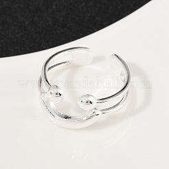 925 Sterling Silver Adjustable Cuff Rings for Women&nbsp;RJEW-G351-02S