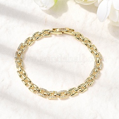 Brass Micro Pave Clear Cubic Zirconia Panther Chain Bracelets for Women&nbsp;BJEW-H630-04G