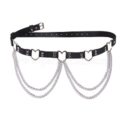 Heart Alloy Curb Chain with Imitation Leather Tassel Waist Chains&nbsp;FS-WGCEF59-01