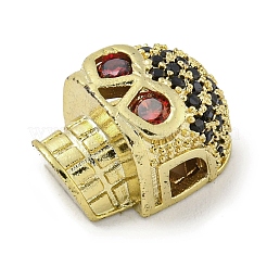 Brass Micro Pave Red Cubic Zirconia Beads&nbsp;ZIRC-P119-12G