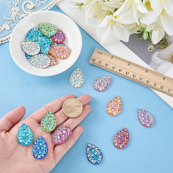 21Pcs 7 Colors Electroplate Opaque Resin Cabochons&nbsp;RESI-FG0001-16