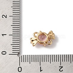 Brass Pave Glass Connector Charms&nbsp;KK-C062-039G-02