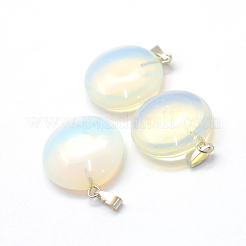 Flat Round Opalite Pendants&nbsp;G-Q370-15