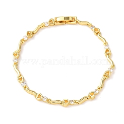 Brass Micro Pave Clear Cubic Zirconia Link Chain Bracelets for Women&nbsp;BJEW-D387-02G
