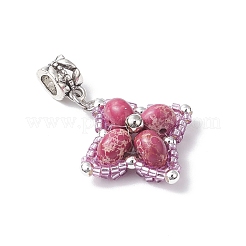 Dyed Synthetic Imperial Jasper & Glass Seed Beaded Star European Dangle Charms&nbsp;PALLOY-MZ00693-02