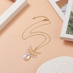 Teardrop Glass Pendant Necklace&nbsp;NJEW-JN04231
