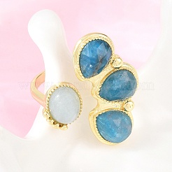 Natural Apatite & Natural Aquamarine Cuff Rings&nbsp;GG-G001-03G-03