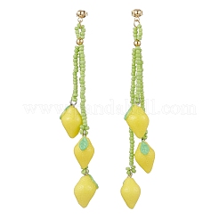 304 Stainless Steel Lemon Dangle Stud Earrings&nbsp;EJEW-TA00690