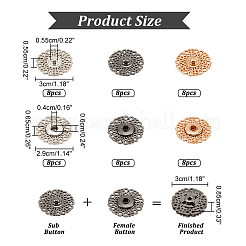 24Pcs 3 Colors Alloy & Brass Snap Buttons&nbsp;FIND-NB0003-69