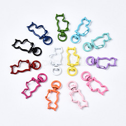 Spray Painted Eco-Friendly Alloy Swivel Snap Hooks Clasps&nbsp;PALLOY-T080-16-NR