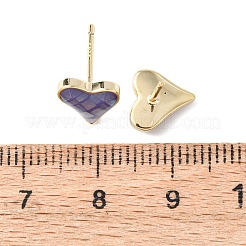 Brass Enamel Heart Stud Earrings&nbsp;EJEW-I322-08G