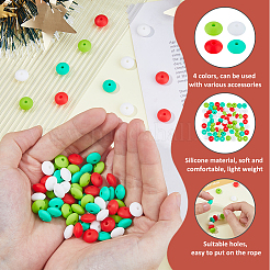 80Pcs 4 Styles Rondelle Food Grade Eco-Friendly Silicone Beads&nbsp;SIL-DC0001-68B
