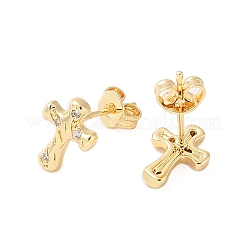 Brass Micro Pave Clear Cubic Zirconia Stud Earrings&nbsp;EJEW-M103-07G