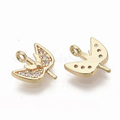 Brass Micro Pave Clear Cubic Zirconia Charms&nbsp;ZIRC-T011-27G-NF