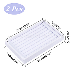 7-Slot Rectangle Walnut Wood Covered Velvet Ring Display Stands&nbsp;RDIS-WH0019-03
