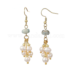 Natural Larimar and Natural Cultured Freshwater Pearl Dangle Earrings&nbsp;EJEW-JE07397
