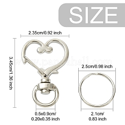 10Pcs Heart Shape Zinc Alloy Swivel Lobster Clasps&nbsp;IFIN-YW0003-88G