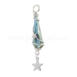 3Pcs 3 Styles Electroplated Natural Quartz Crystal Nuggets Copper Wire Wrapped Pendants&nbsp;PALLOY-JF03128-05