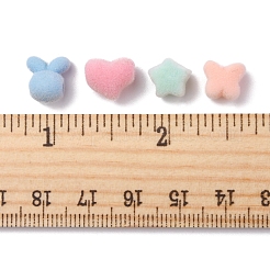 40Pcs 4 Styles Flocky Acrylic Bunny Beads&nbsp;OACR-FS0001-40