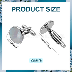 2 Pairs Brass Natural Shell Cufflinks&nbsp;FIND-FG0004-76