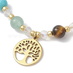 3Pcs Chakra 304 Stainless Steel Charm Bracelets&nbsp;BJEW-JB12564-05