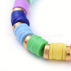Handmade Polymer Clay Heishi Beads Stretch Bracelets&nbsp;BJEW-JB05160-M