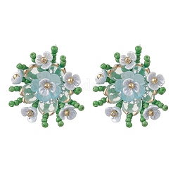 Flower Handmade Glass Seed Beads Stud Earrings&nbsp;EJEW-MZ00656-01