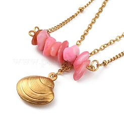 Dyed Natural Shell Chips Charms Anklet&nbsp;AJEW-G049-01G-03