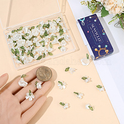 80Pcs 8 Styles Acrylic Flower Pendants&nbsp;PALLOY-SC0001-19