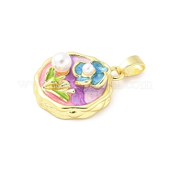 Brass Enamel Pendants&nbsp;KK-Z101-09G-A01