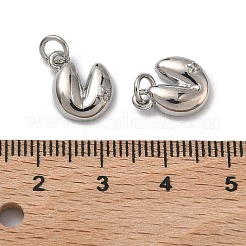 Brass Pave Clear Cubic Zirconia Heart Fortune Cookie Charms&nbsp;KK-H256-17P