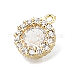 Brass Micro Pave Clear Cubic Zirconia Charms&nbsp;KK-B130-01G-03