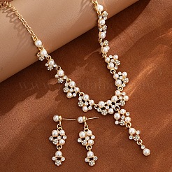 Alloy Rhinestone & Imitation Pearl Necklace and Earrings Sets for Women&nbsp;WG9335D-02