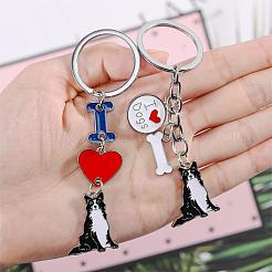 WEWAYSMILE 2 pcs Dog Keychain Car Keychain Pet Pendant Key-Ring Lovely Dog Key-ring Portable Metal Keychain Gift for Pet Lover Birthday Puppy Theme Party Supplies (Border Collie)&nbsp;JX786A