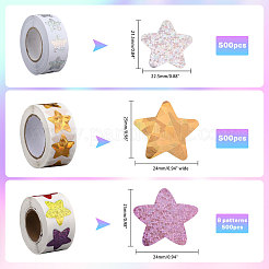 3 Rolls 3 Styles Laser Star Self-Adhesive Gift Tag Glitter Foil Sticker Labels&nbsp;DIY-CA0006-19