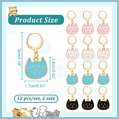 Alloy Enamel Cat Head Pendant Locking Stitch Markers&nbsp;HJEW-AB00080