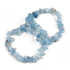 Unisex Chip Natural Aquamarine Beaded Stretch Bracelets&nbsp;BJEW-S143-33