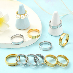 12Pcs 12 Styles 201 Stainless Steel Grooved Finger Ring Settings&nbsp;RJEW-SC0001-29