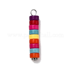 Dyed Synthetic Turquoise Column Pendants&nbsp;PALLOY-JF04536-01