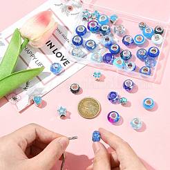 40Pcs 20 Styles Blue Series Resin European Beads&nbsp;RPDL-FS0001-02