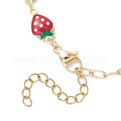 Brass Enamel Red Strawberry Link Mixed Chain Bracelet Making&nbsp;AJEW-JB01551