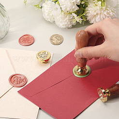 3Pcs 3 Styles Golden Plated Wax Seal Brass Stamp Head&nbsp;AJEW-CP0007-52A