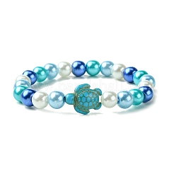 2Pcs 2 Colors 8mm Round Baking Paint Pearlized Glass Pearl Beaded Stretch Bracelet Sets&nbsp;BJEW-JB10899