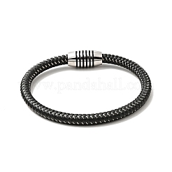 Microfiber Leather Braided Round Cord Bracelet with 304 Stainless Steel Clasp for Men Women&nbsp;BJEW-C021-27P