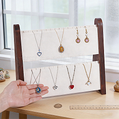 Double-Layer Wooden Jewelry Display Stand&nbsp;ODIS-WH0099-284A